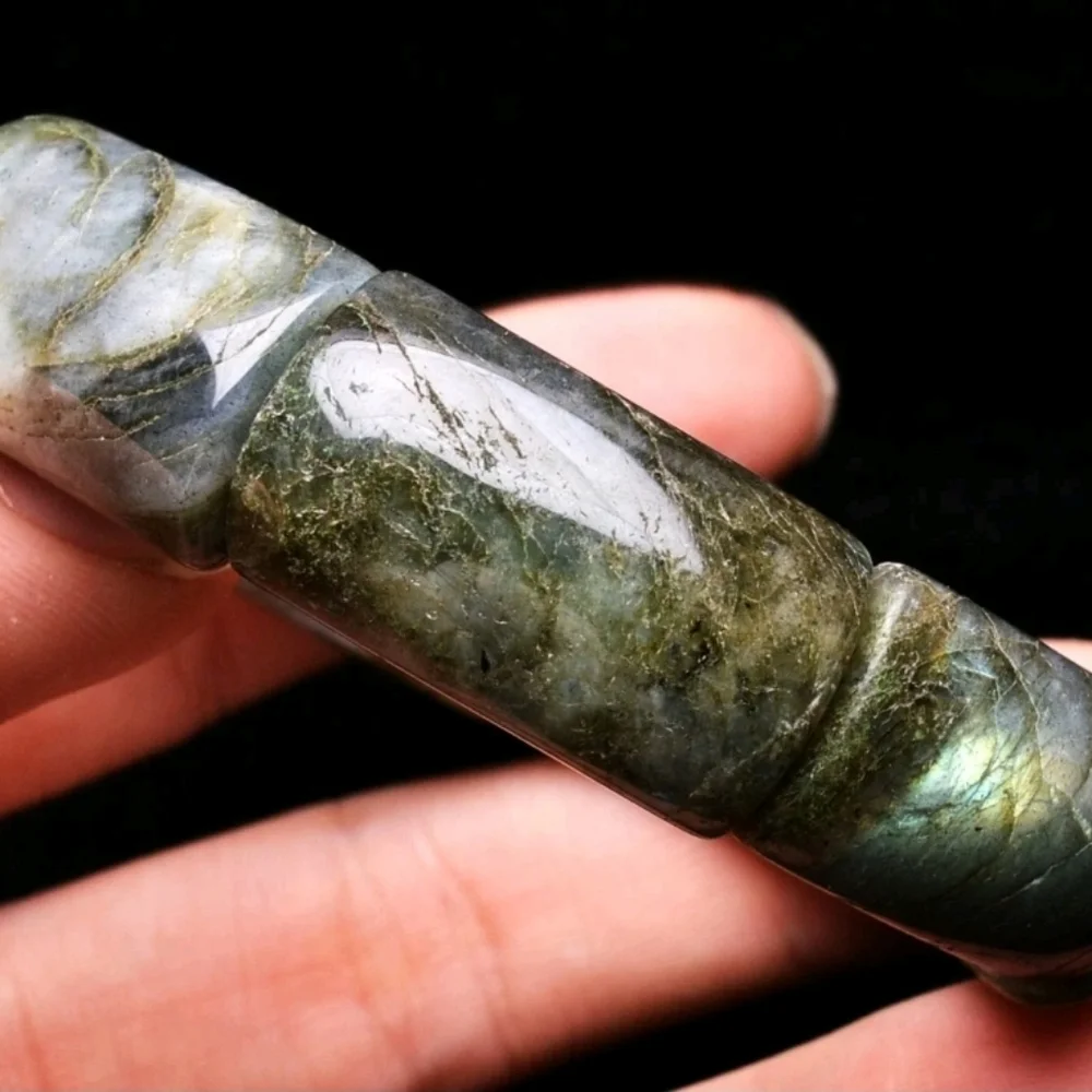 16*9*27.7mm Natural Labradorite Rainbow Light Crystal Gemstone Bracelet Unisex